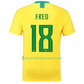 Günstige Fußballtrikots Brasilien Fred 18 WM 2018 Heimtrikotsatz kaufen